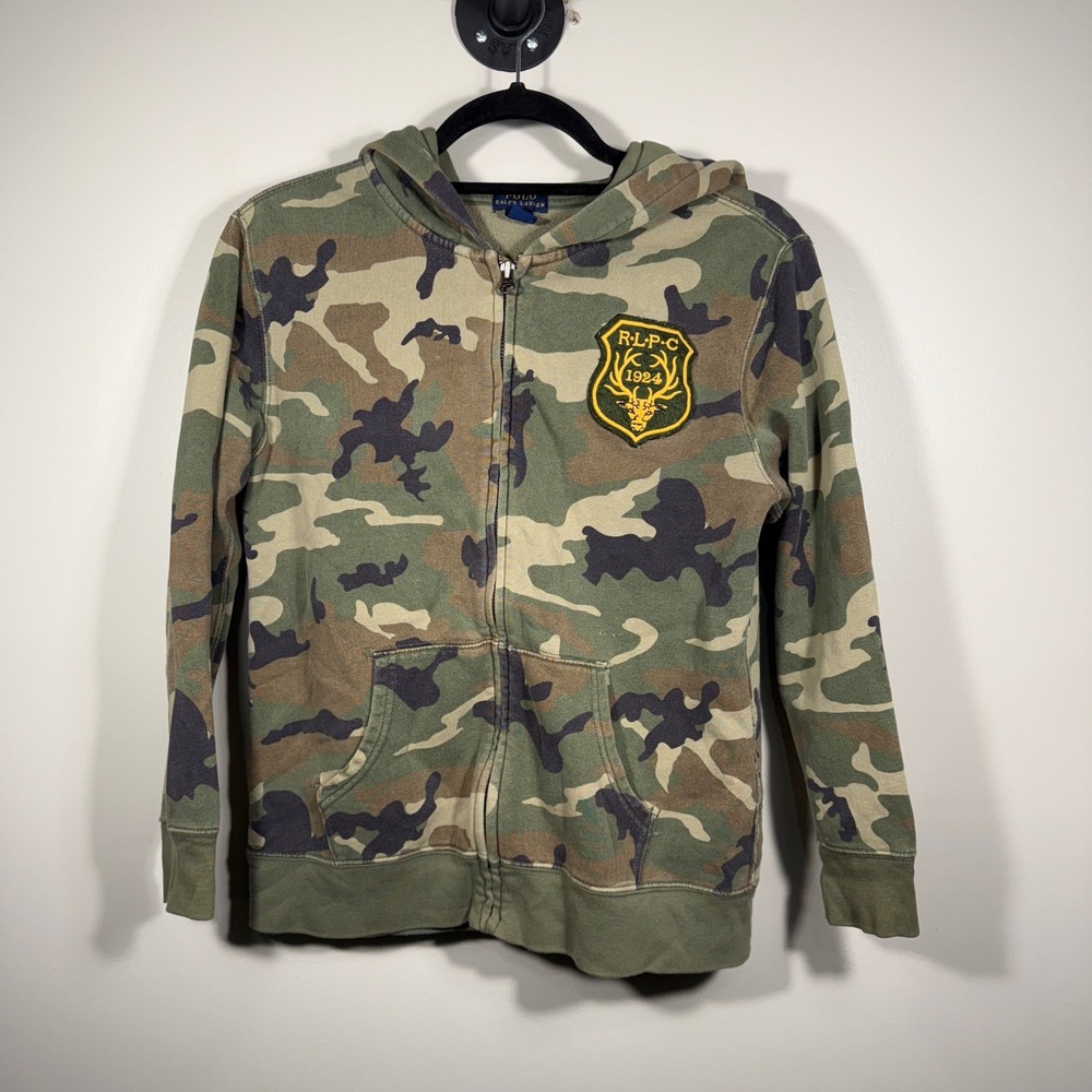 Polo Ralph Lauren Boys Camouflage Full‎ Zip Up Hoodie Sweatshirt Size M